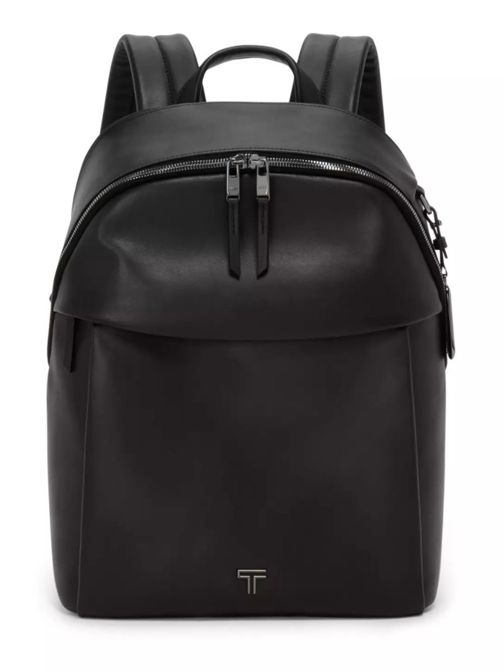 Tumi Voyageur Leather Holland Backpack. Black with Silver Hardware